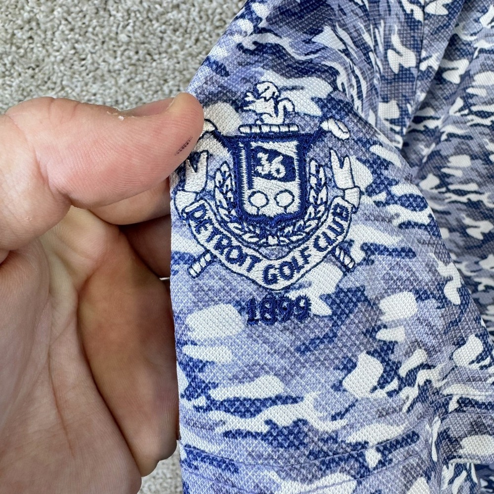 Stitch Golf Polo Mens Large Blue Camo Detroit Golf Club Performance Shirt - Picture 6 of 9